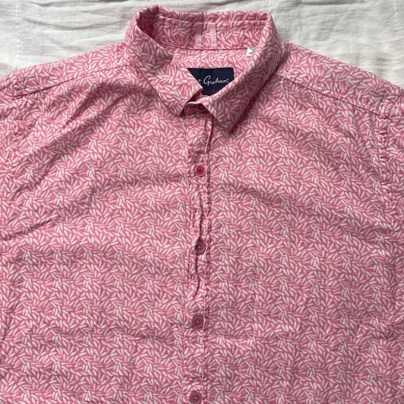 Robert Graham Modern Americana Pink Short Sleeve Button Up Sz Large Men's Cotton - Picture 3 of 5